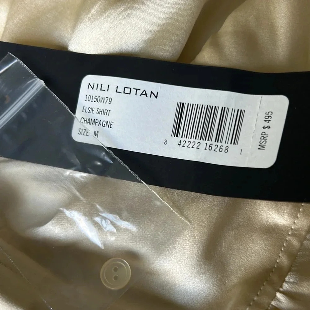 NWT Nili Lotan Elsie silk blouse champagne Size M - Picture 8 of 11